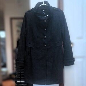 H&M Wool-blend Military-style Jacket or Peacoat in Dark Gray